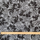Black and Gray Plumeria Print Hawaiian Fabric