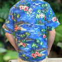 Blue Hawaiian Shirts matching Dog Shirts /  Hibiscus, Plumeria,  Palm Tree and Catamaran