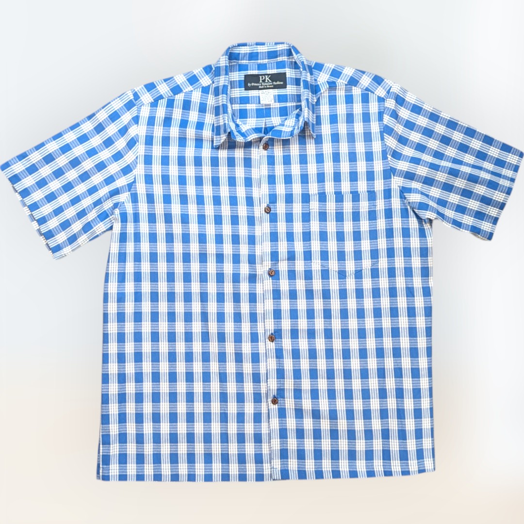 PALAKA HAWAII アロハシャツ 青　断捨離138 pas100-red-up.jpg