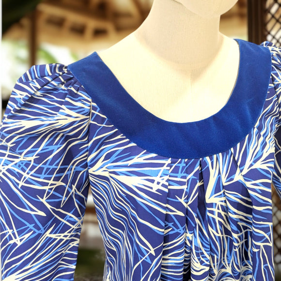 Blue Cotton Muumuu Velvet Yoke