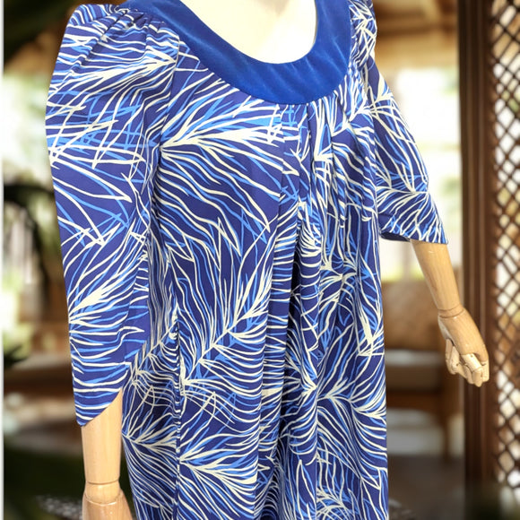 Blue Cotton Muumuu Velvet Yoke