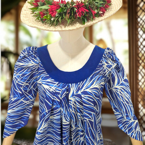 Blue Cotton Muumuu Velvet Yoke