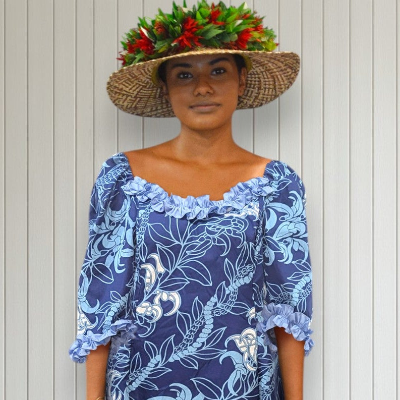 Deep Green Fern Elegance Hawaiian Long Flare Dress / Muumuu Mall 16 Deep Green Fern Elegance Hawaiian Long Flare Dress / Muumuu Mall 16