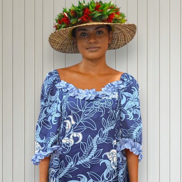 Blue Orchid Elegance Hawaiian Long Dress
