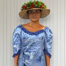 Blue Fan Palm Leaf Hawaiian Frill Dress