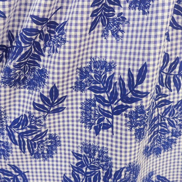 Blue Gingham Hawaiian Muumuu Dress Ohia Lehua