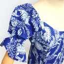 Blue Hawaiian Lei Leaf Long Flare Dress