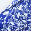 Blue Hawaiian Lei Leaf Long Flare Dress