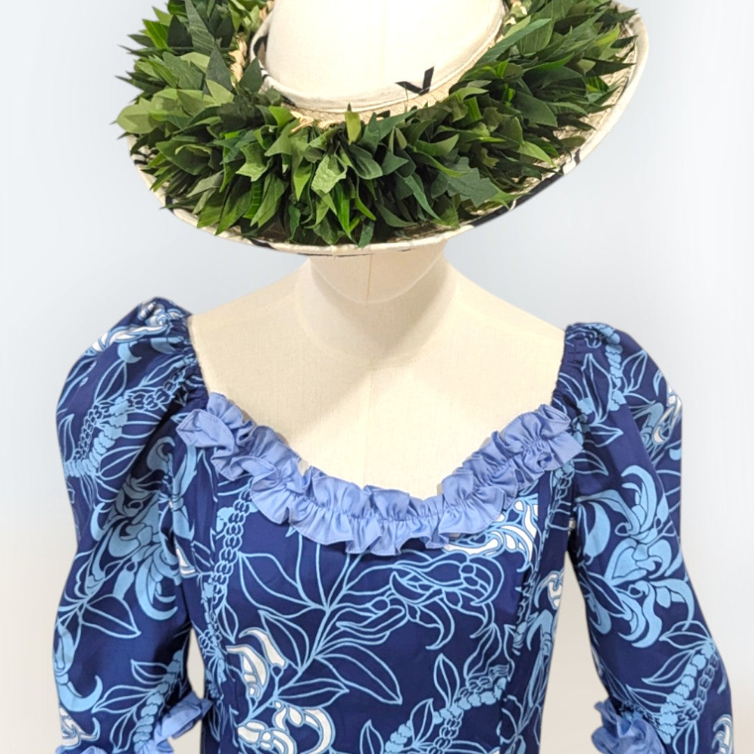Deep Green Fern Elegance Hawaiian Long Flare Dress / Muumuu Mall 16 Deep Green Fern Elegance Hawaiian Long Flare Dress / Muumuu Mall 16