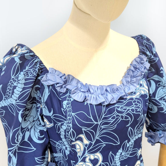 Blue Orchid Elegance Hawaiian Long Dress