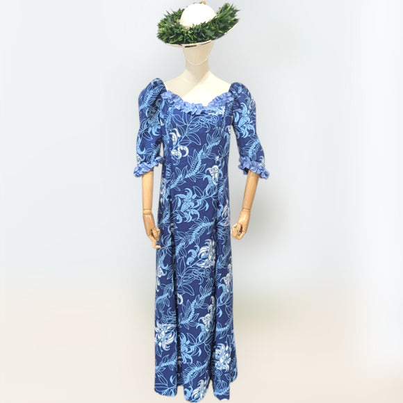 Blue Orchid Elegance Hawaiian Long Dress