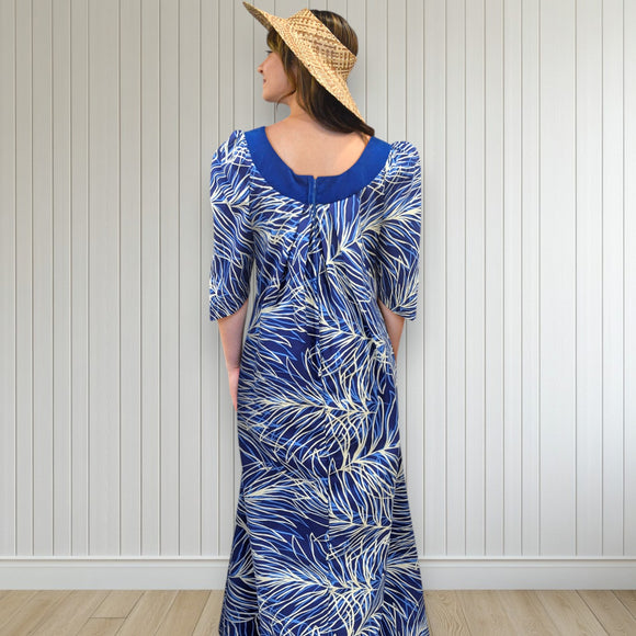 Blue Cotton Muumuu Velvet Yoke