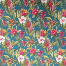 Blue Tropical Garden Hawaiian Fabric – Hibiscus & Tropical Flowers Cotton-1