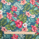 Blue Tropical Hibiscus & Monstera Hawaiian Fabric – 100% Cotton-2