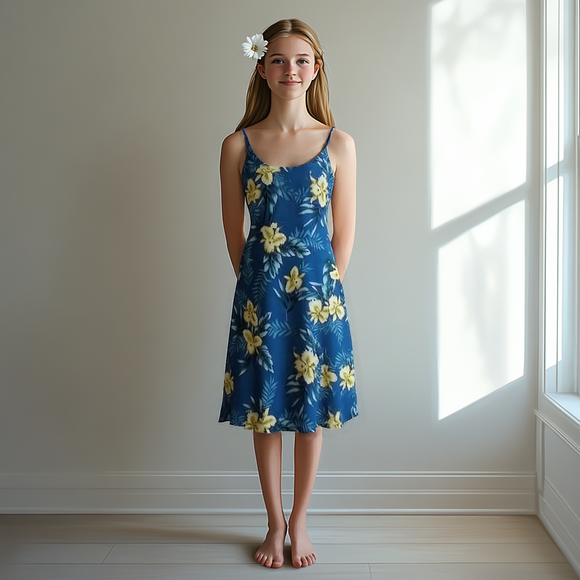 Blue Tropical Summer Dress