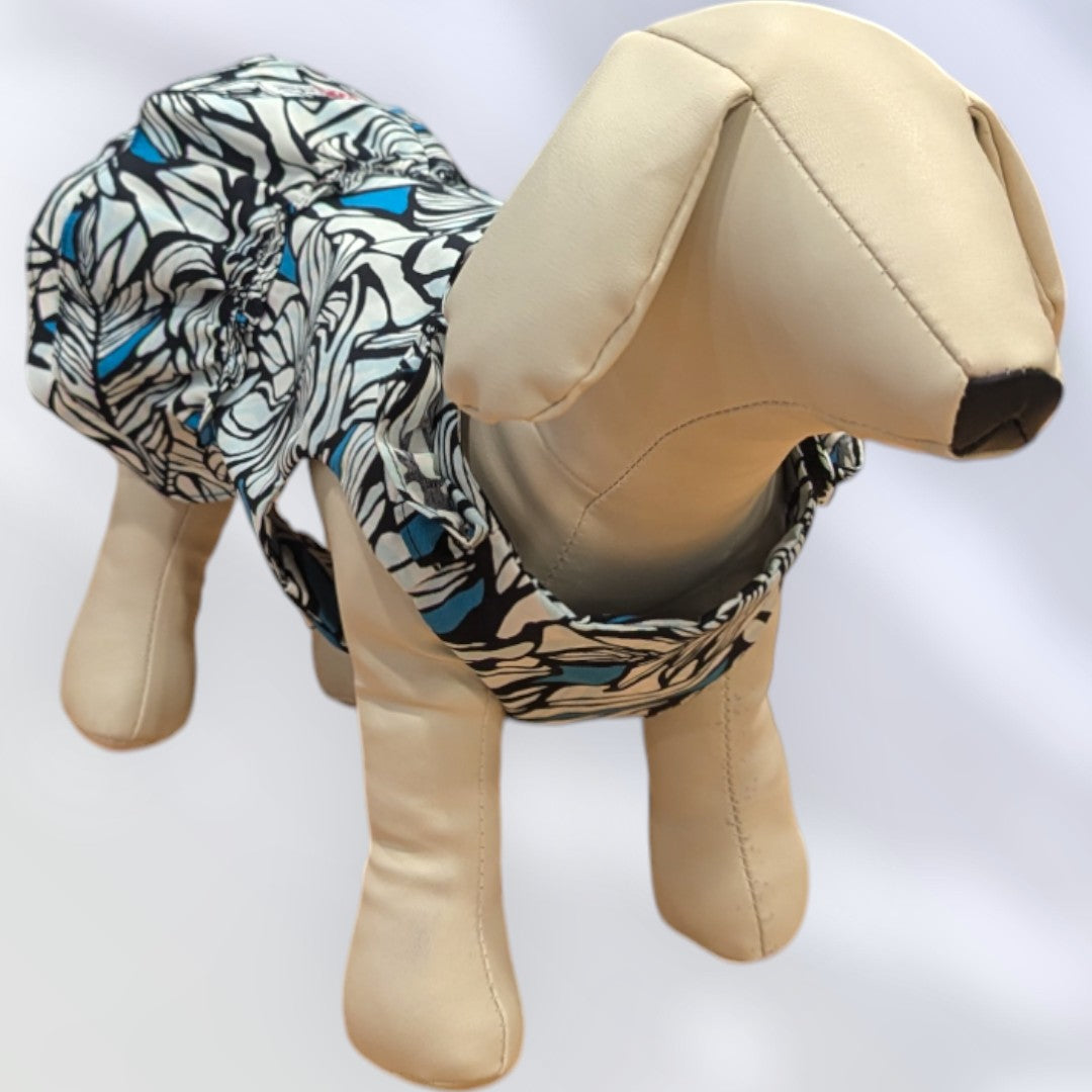 Blue White Hawaiian Leaf Dog Dress