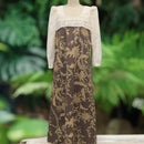 Brown FlowerLei Long Pleated Lace Hawaiian Dress
