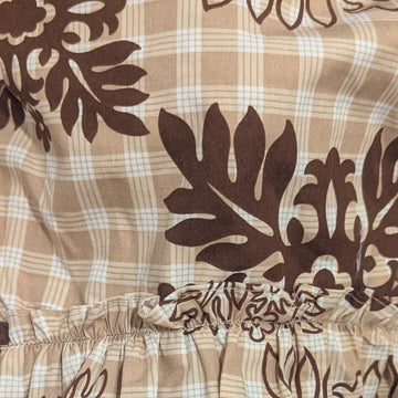 Brown Hawaiian Quilt Print Dog Dress – Beige Plaid & Ruffle Hawaiian Pet Outfit | Made in Hawaii - 0