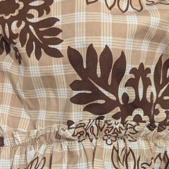 Brown Hawaiian Quilt Print Dog Dress – Beige Plaid & Ruffle Hawaiian Pet Outfit | Made in Hawaii