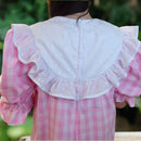 Classic Style Palaka Muumuu White Ruffle Pink