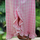 Classic Style Palaka Muumuu White Ruffle Pink