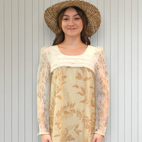 Cream FlowerLei Elegant Lace Hawaiian Dress