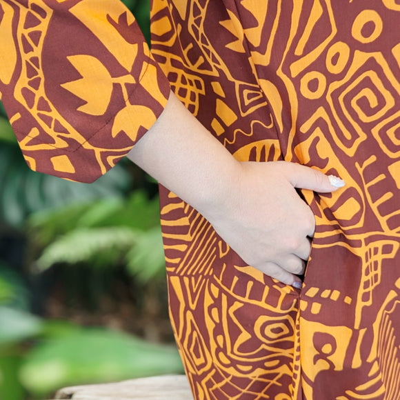 Crimson Tribal Muumuu Dress