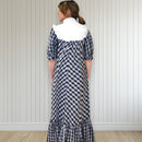 Dark Navy Palaka White HighNeck Muumuu