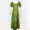 Deep Green Fern Elegance Hawaiian Long Flare Dress