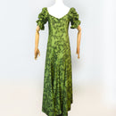 Deep Green Fern Elegance Hawaiian Long Flare Dress