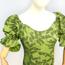 Deep Green Fern Elegance Hawaiian Long Flare Dress
