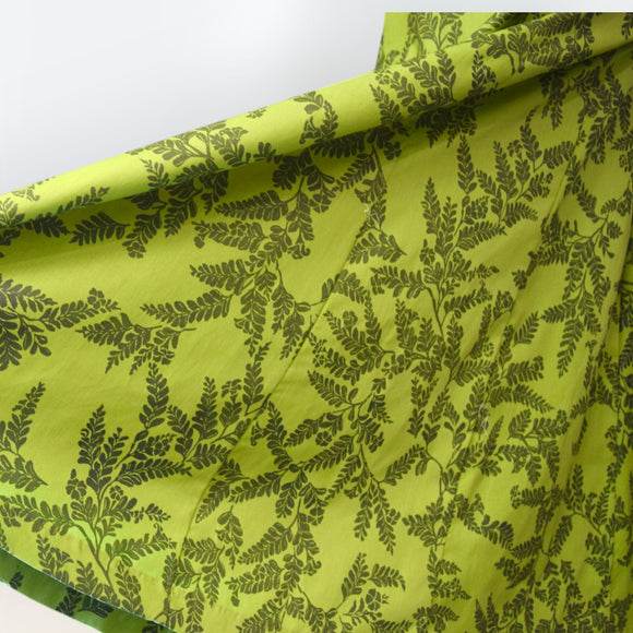 Deep Green Fern Elegance Hawaiian Long Flare Dress