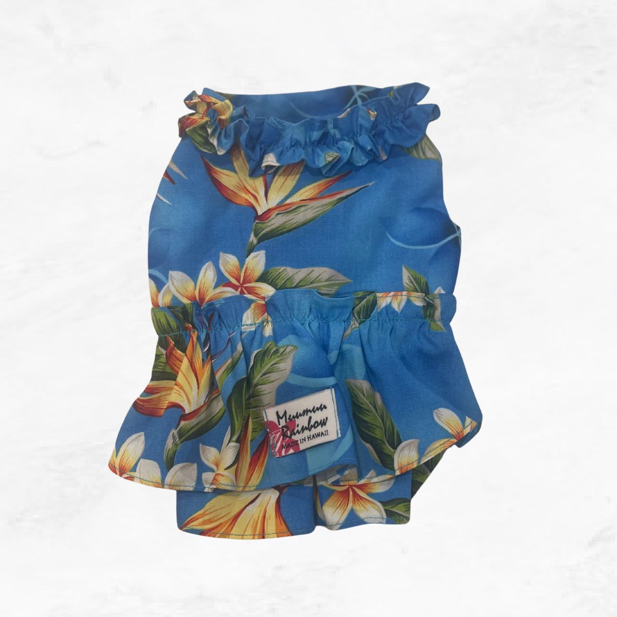 Buy blue Tropical Radiance: Vivid Pink Plumeria &amp; Bird of Paradise Dog Dress