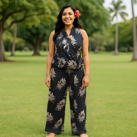 Dragon Fruits Print Sleeveless Jumpsuit