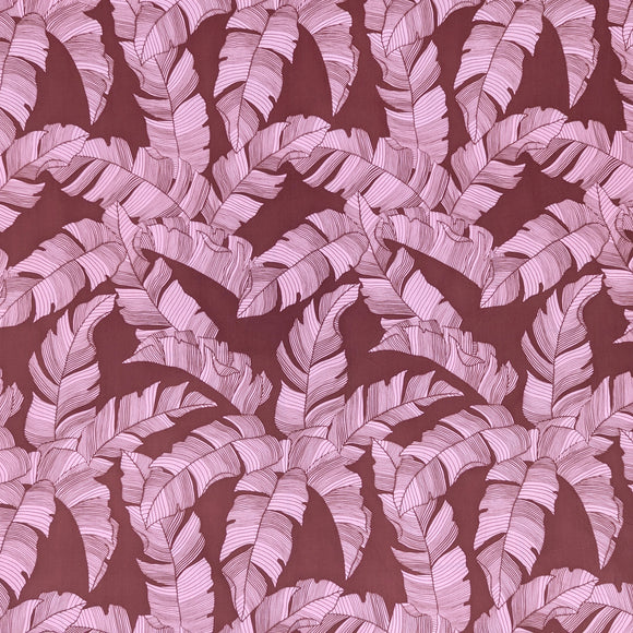 Dusty Pink Banana Leaf Hawaiian Fabric – Elegant Tropical Print Polycotton