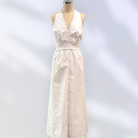 Elegant Hawaiian White Dress Sleeveless