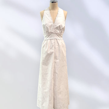 Elegant Hawaiian White Dress Sleeveless