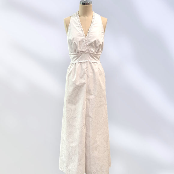 Elegant Hawaiian White Dress Sleeveless