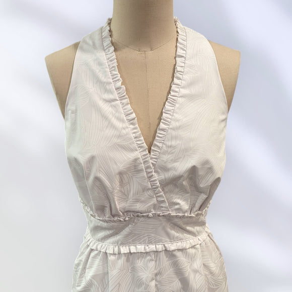 Elegant Hawaiian White Dress Sleeveless