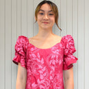 Elegant Pink Hawaiian Long Flare Dress