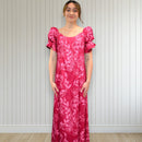 Elegant Pink Hawaiian Long Flare Dress