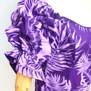 Elegant Purple Hawaiian Leaf Long 
Dress