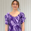 Elegant Purple Hawaiian Leaf Long 
Dress