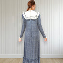 Elegant Rayon Long Dress Lace Frill Collar