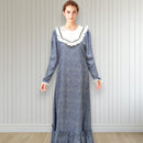 Elegant Rayon Long Dress Lace Frill Collar