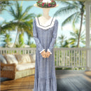 Elegant Rayon Long Dress Lace Frill Collar