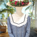 Elegant Rayon Long Dress Lace Frill Collar