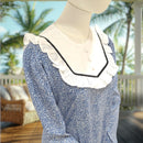 Elegant Rayon Long Dress Lace Frill Collar