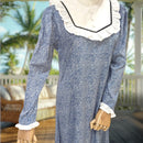 Elegant Rayon Long Dress Lace Frill Collar