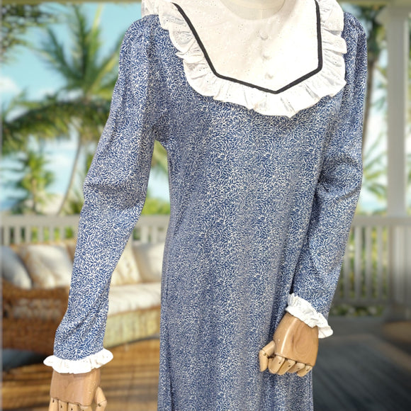 Elegant Rayon Long Dress Lace Frill Collar